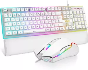 K10 Gaming-Tastatur und Maus, französische AZERTY mit RGB 7200 DPI - weiß - Bild 1 von 7