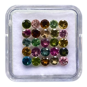 25 Pcs Natural Tourmaline 3.50mm Round Cut Multi Color Loose Gemstones 5.00 Cts - Picture 1 of 8