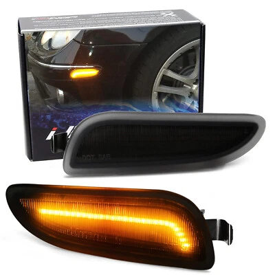 Euro Smoked Lens Amber LED Side Marker Lights For 2003-09 Mercedes W209/C209 CLK - Image 1 of 4