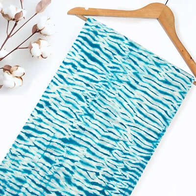 By The Yard Blue Shibori Tie Dye Cotton Fabric Women Clothes Dress Making Fabric - Image 1 of 4