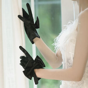 Elegant Bridal Gloves Satin Bow Gloves Wedding Party Bridal Dress Accessories