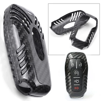 Carbon Fiber Car Remote Key Fob Holder Case Cover Shell for Ford Mustang 2015 16 - Image 1 of 4