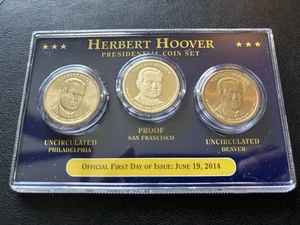 2014 First Day Of Issue Herbert Hoover Presidential $1 Coin Set P, S & D - Picture 1 of 4
