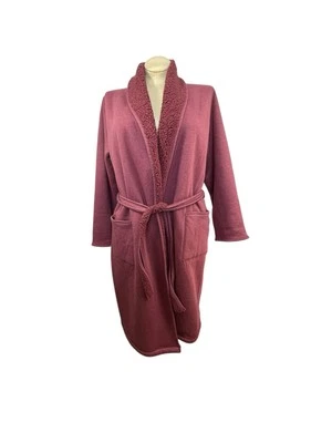 Garnet Hill S фиолетовый 100% органический хлопок халат шерпа с подкладкой карманы подпоясанный - Изображение 1 из 4