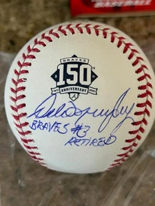 DALE MURPHY ATLANTA BRAVES 150 YEAR #3 RETIRED SIGNED BASEBALL BAS WITNESS COA - Picture 1 of 2