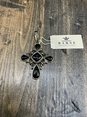 Barse Fused Cross Pendant-Black Onyx- Bronze & Silver- NWT - Image 1 of 4
