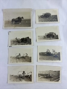 Grain Harvesting Threshing Vintage Photos Lot Of 8 Black And White 2x3” - Picture 1 of 9