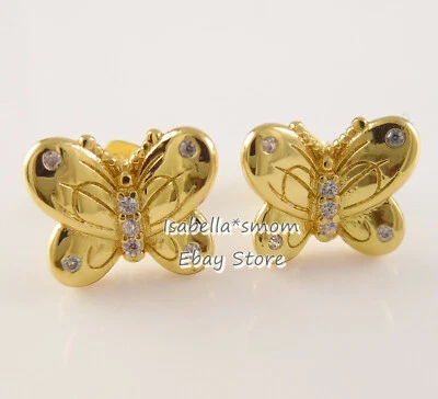 Decorativo Farfalle Pandora Splendere Placcato Oro Giallo Orecchino 267921CZ - Immagine 1 di 3