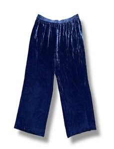 KOBI HALPERIN Velvet Pant Wide Leg Elastic Waist LF3B11 Blue size XL - Picture 1 of 6