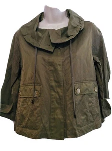 Womens 4P jacket Talbots Dark Sage green Shimmer 3/4 Sleeve Button Down pockets - Picture 1 of 11