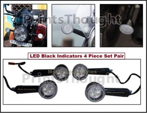 Fits Royal Enfield Front/Rear BLACK LED INDICATORS For SUPER METEOR/Shotgun 650 - Picture 1 of 15