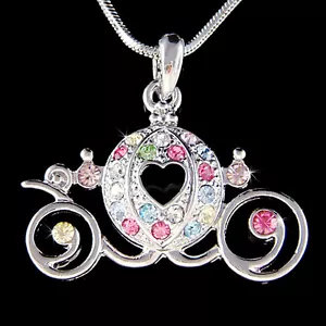 ~Rainbow Princess Pumpkin Carriage~ made with Swarovski Crystal Wedding Necklace - Picture 1 of 1