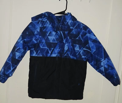 PLACE BOYS BLUE BLACK HOODED JACKET SIZE 5/6 EUC - Image 1 of 4