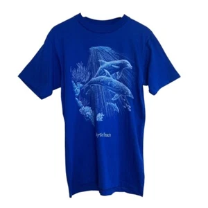 New Vintage 90s Y2K T Shirt Womens Medium Blue Myrtle Beach Dolphins Made in USA - Bild 1 von 11