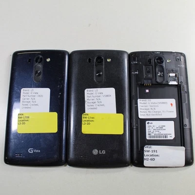 Gold Silver Scrap Recovery Lot of 3 LG G Vista VS880 D631 Smartphone Black - Image 1 of 4
