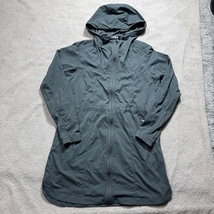 Athleta Hooded Jacket Womens Medium Lightweight Raincoat Zip Long Outdoor Coat - Picture 1 of 14
