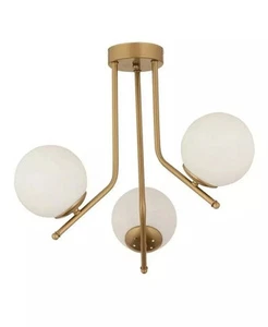 1950 Mid Century Light Modern 3 Light Globe Ceiling Chandelier Raw Brass Sputnik - Picture 1 of 6
