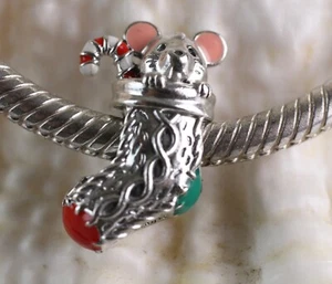 Pandora Maus & Weihnachtsstrumpf Charm 925 Sterling Silber 792366C01 X-mas F2-WM - Bild 1 von 6