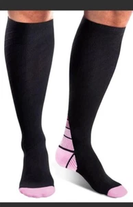 Medizinische Kompressionsstrümpfe L XL Damen Knie Wade Bein Fußstütze schwarz pink - Bild 1 von 7