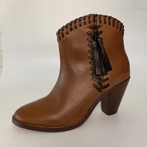 Trask Boots Brown Chelsea Zipper Leather Tassel Western Mexico Size 6 B - Picture 1 of 8
