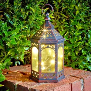 Hängende LED Glühbirne Gartenlaterne marokkanischer Stil Licht Außen Dekor Akku - Bild 1 von 24