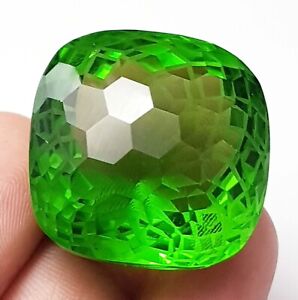 Loose Gemstone A1 73.50 Ct Natural Green Topaz Cushion Cut Jewelry Ring Size