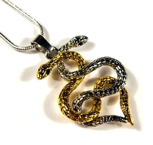 40mm Pair Intertwined Metal Snakes Pendant Wild Animal Serpent Year of the Snake - Picture 1 of 9