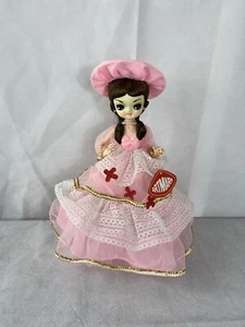 VINTAGE Artmark BRADLEY BIG EYE Boudoir Victorian DOLL PINK 12" Bo Peep Brunette - Picture 1 of 7