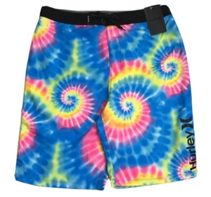 HURLEY Boys Board Shorts 20/30" Mullticolor Tie Dye Surf Beach Wear NEW - Picture 1 of 5