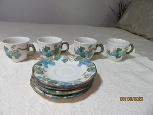 Vintage Mohnpfad, von Metlox, Kalifornien, 4 Tassen mit Untertassen/Neu - Bild 1 von 8