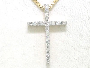 Colgante brillante cruz 585 oro amarillo 14 quilates oro 27 brillantes total 0,11 quilates TW Si - Imagen 1 de 6
