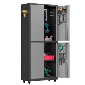 Rolling Garage Tool Storage Cabinet, Metal Tool Chest Cabinet On Wheels Pegboard - Picture 1 of 12