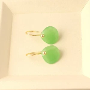 Trillion Pink Chalcedony Gold Plated Drop Earrings Gemstone Handmade Gift ForHer - Picture 1 of 27