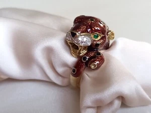 ANELLO PANTERA IN ARGENTO PLACCATO ORO 18 KT IMPORTANTE: LEGGERE BENE LA... - Foto 1 di 13