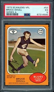 PSA 5 - 1973 Carlton Blues VFL Scanlens Series A Rookie Graded Card Bruce Doull - Picture 1 of 3