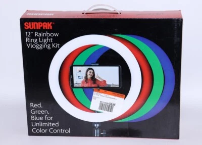 Kit de vlogging de luz anillo arco iris Sunpak 12" - VL-LED144-12RGB Foto 1 de 3