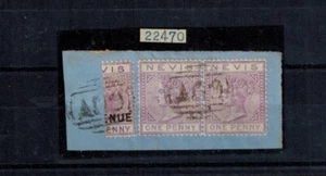 St. Kitts & Nevis - Nevis 1882 SG 26 & F6a 1d Pair & 1/2d on 1d Piece Used GEM - Picture 1 of 2
