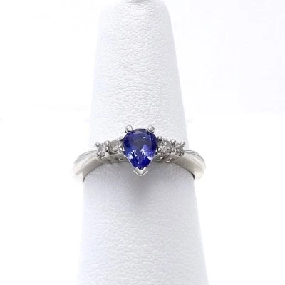 LeVian Solid Platinum Deep Purple Tanzanite Diamond Ring Setting New sz6.75 - Image 1 of 4