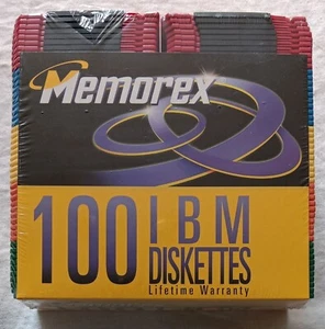 100 disquettes multicolores Memorex 3,5" formatées haute densité compatibles IBM - Photo 1/4