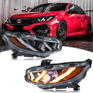 LED Headlights for Honda Civic 2016-2021 10th Gen Front Lamps Pair Assembly - Foto 1 di 5