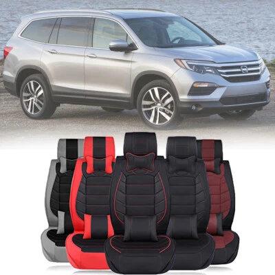 Fundas de asiento de auto de 2/5 asientos cojín de cuero PU superior de lujo para Honda Pilot Insight Foto 1 de 4