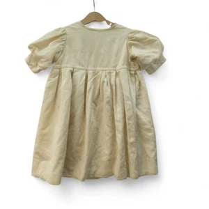 Vintage Christening Gown Dress Satin Cream Puff Sleeve Embroidered Preloved - Picture 1 of 24