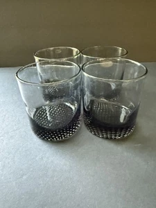 Vintage MCM Smokey Double Old Fashioned Gläser Set (4) Rock Barware Cocktail - Bild 1 von 8