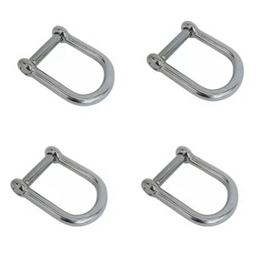 4PC 5/16" Screw Pin Wide D Shackle No Snag Pin 1300 Lbs WLL Stainless Steel T316 - Picture 1 of 7