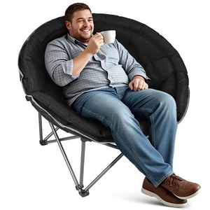 Oversized XXL Folding Round Camping Chair,Super Comfy Padded Moon Camp Chairs,HO - Picture 1 of 6