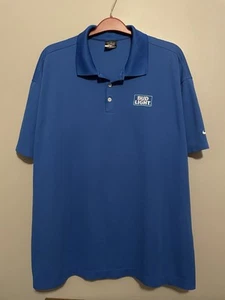 Nike Bud Light Dri Fit Golf Polo Shirt Mens 3XL Blue Beer Short Sleeve (B425) - Picture 1 of 6