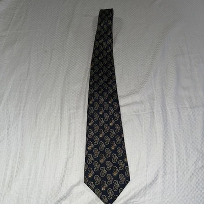 Corbata para hombre Tommy Hilfiger dorada azul borgoña cachemira 100 % seda italiana hecha en EE. UU. Foto 1 de 4