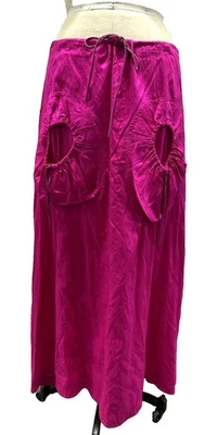 Único en su clase - Maxi falda vintage rosa caliente Dupioni / bolsillos redondos - M/L Foto 1 de 4
