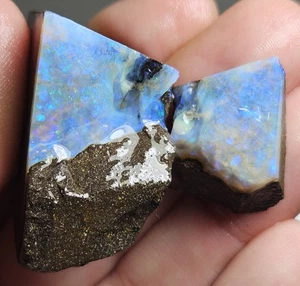 2 x Par dividido de ópalo de roca para frotar ópalo azul cristal ópalo lapidario 146,9 quilates Winton áspero - Imagen 1 de 22