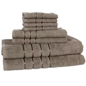 8-Piece Silver 100% Cotton Plush Bath Towel Set - Picture 1 of 4